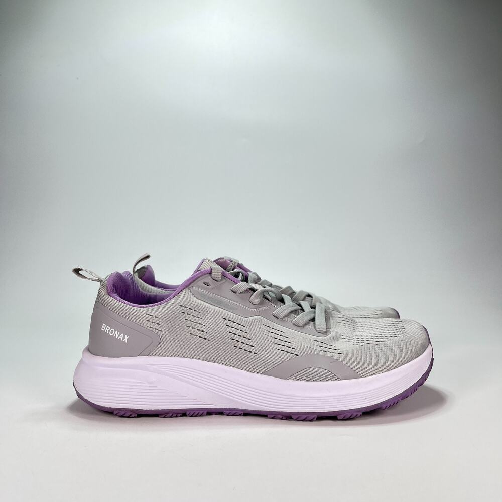 BRONAX Wide Toe Box Gray Purple Road Running Shoes S73 Womens Size US 11.5 EU 42